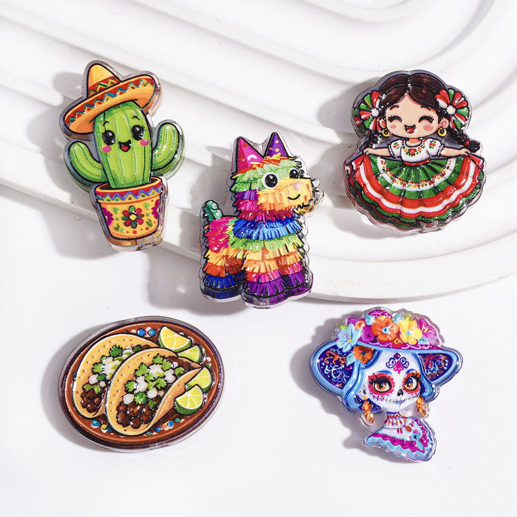 Acrylic Beads The Day of the Dead in Mexico, Semi-Clear, Random Mix