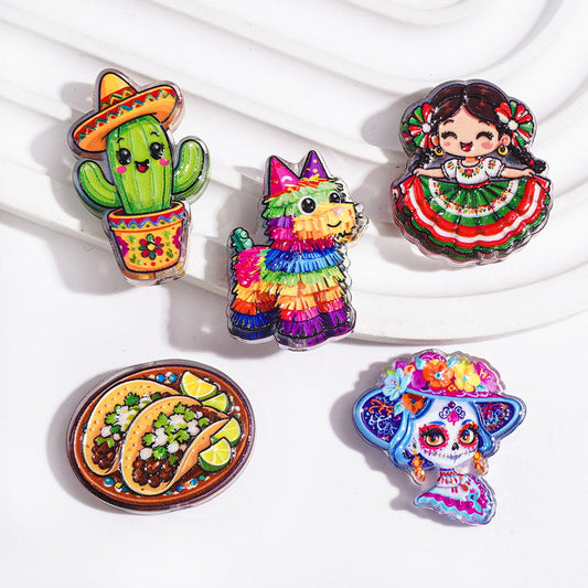 Acrylic Beads The Day of the Dead in Mexico, Semi-Clear, Random Mix