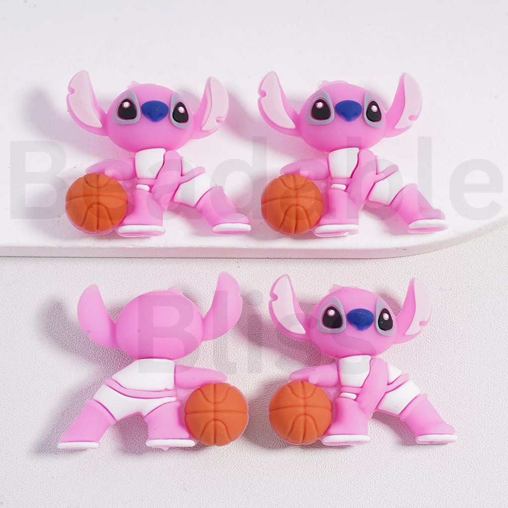 Silicone Focal Beads 3D Cute Blue Pink Stic Ange Play Basketball