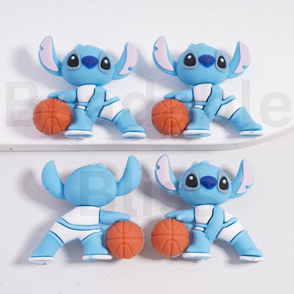 Silicone Focal Beads 3D Cute Blue Pink Stic Ange Play Basketball