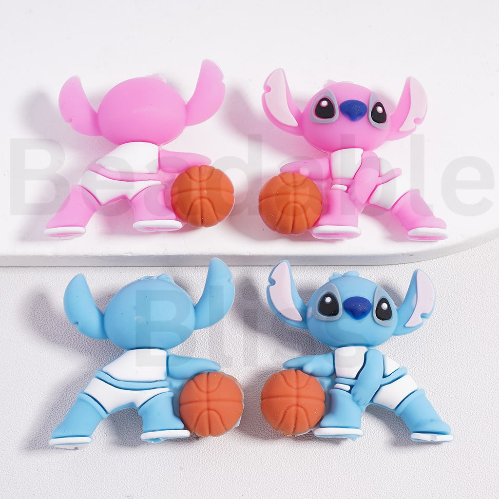 Silicone Focal Beads 3D Cute Blue Pink Stic Ange Play Basketball