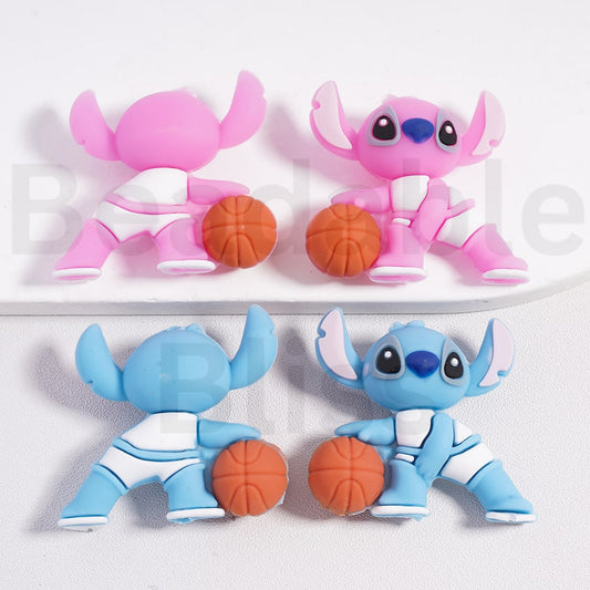 Silicone Focal Beads 3D Cute Blue Pink Stic Ange Play Basketball