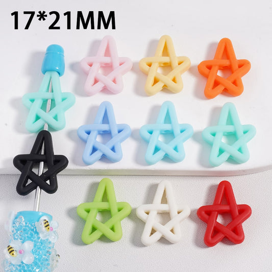 Acrylic Beads Rubber Coating Five-Pointed Star, Multi-Color, Random Mix, 17*21MM