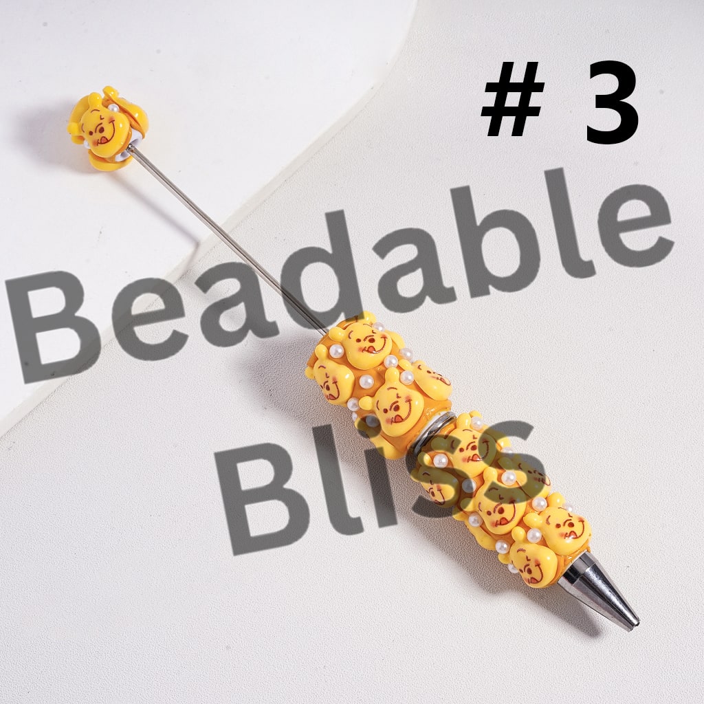 Beadable Clay Pens Cute Donkey Tiger Bear Pig White Pearls Character Series, Random Mix