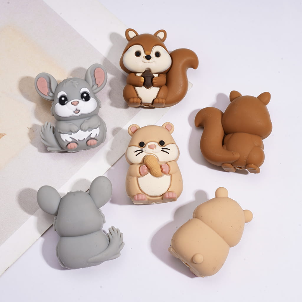 Silicone Focal Beads 3D Rodent Animals Theme