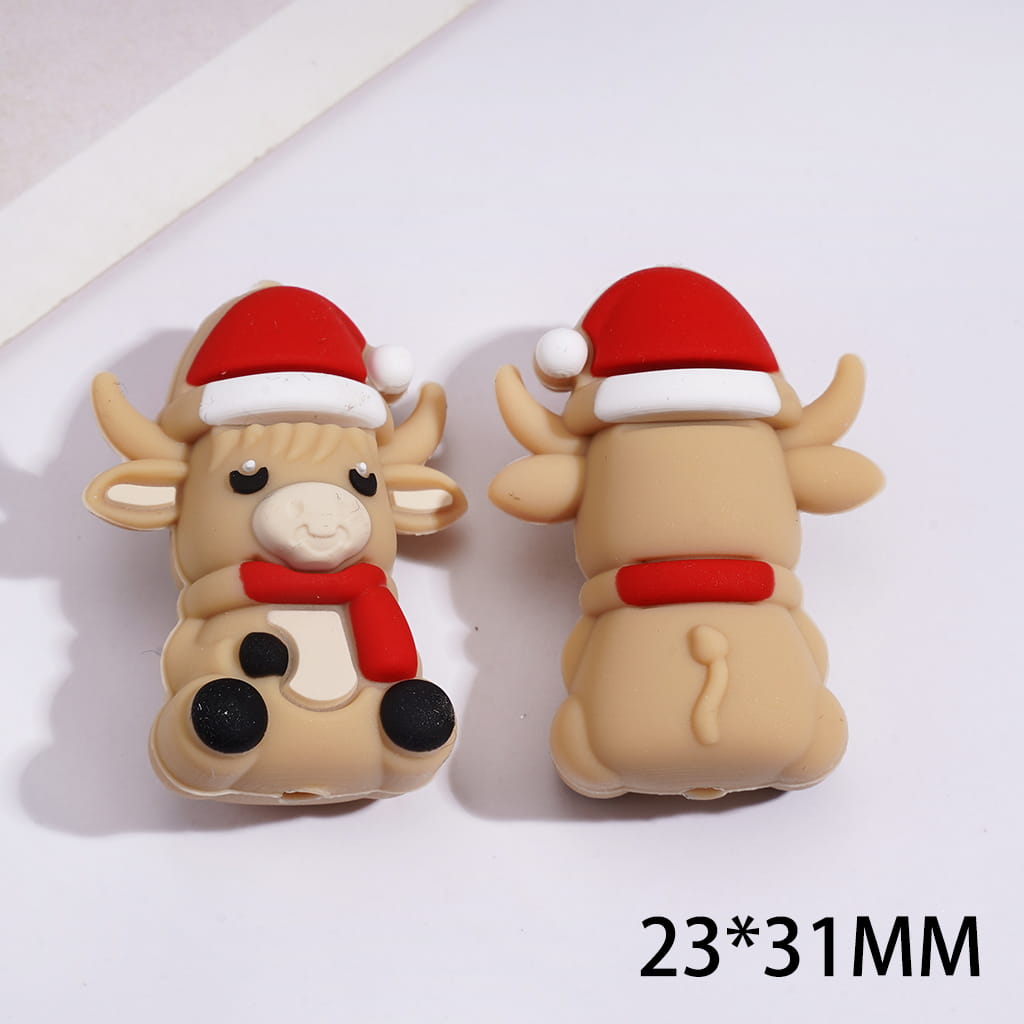 Silicone Focal Beads 3D Happy Christmas Series