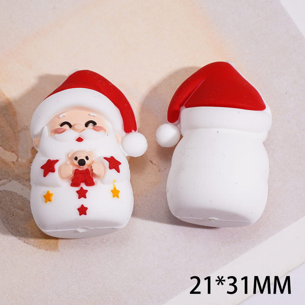 Silicone Focal Beads 3D Happy Christmas Series