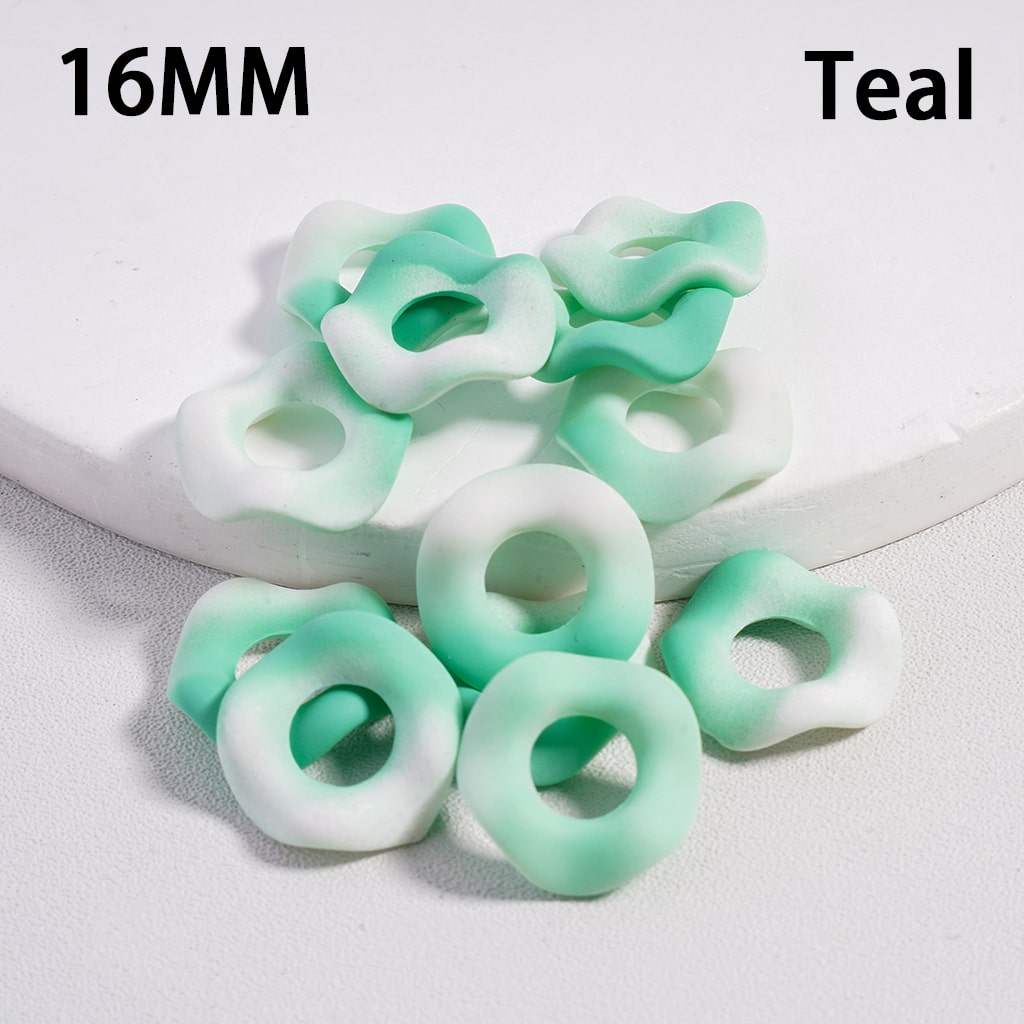 Acrylic Spacer Beads Frosted Matte Wavy Shape, Ombre Color, 16MM