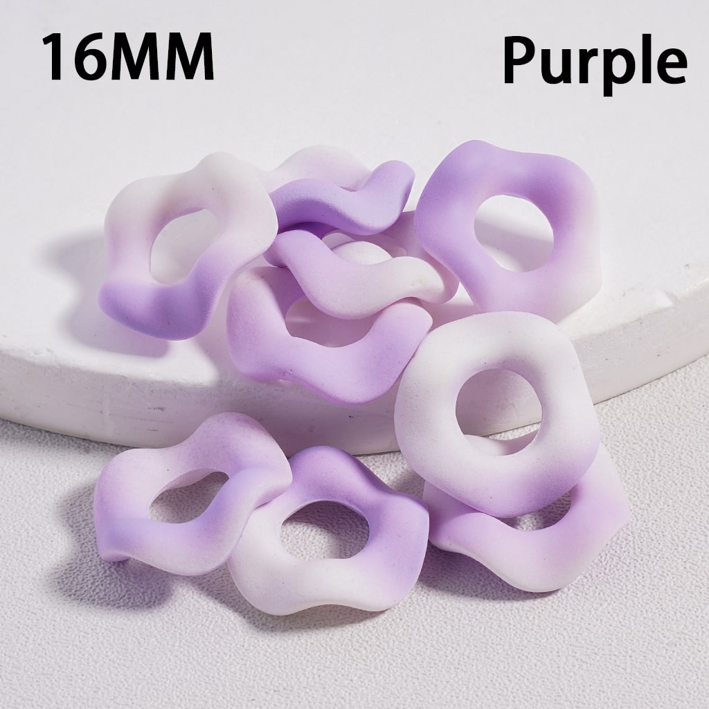 Acrylic Spacer Beads Frosted Matte Wavy Shape, Ombre Color, 16MM