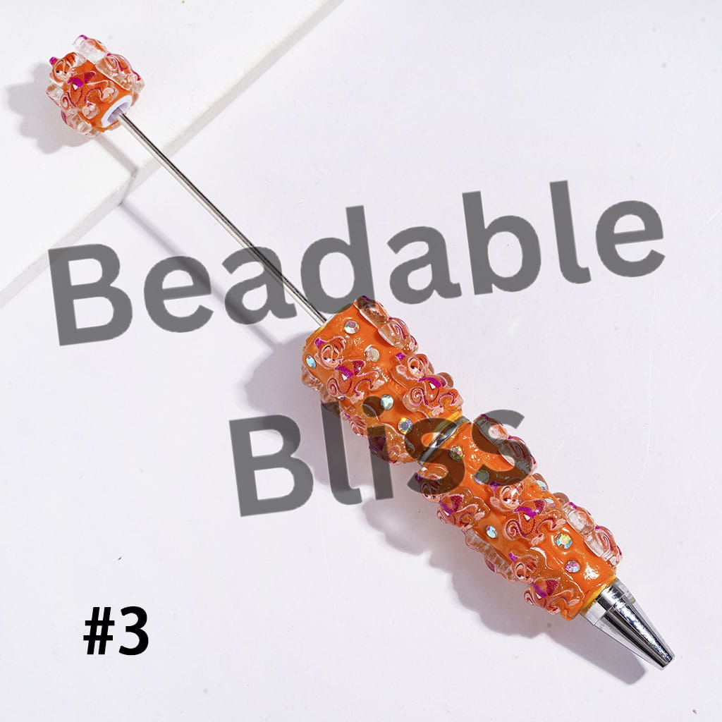 Beadable Clay Pens with Fairy Tale Cartoon Character Princess Monkey Magic Lamp, AB Rhinestones