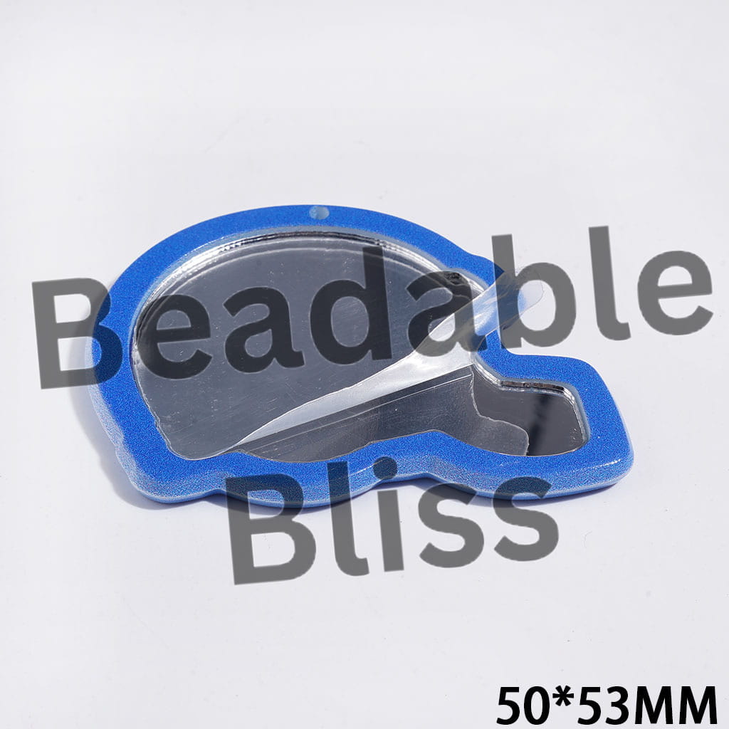 Acrylic Pendants Helmet Mirror with American Football Team, 50*53MM Random Mix