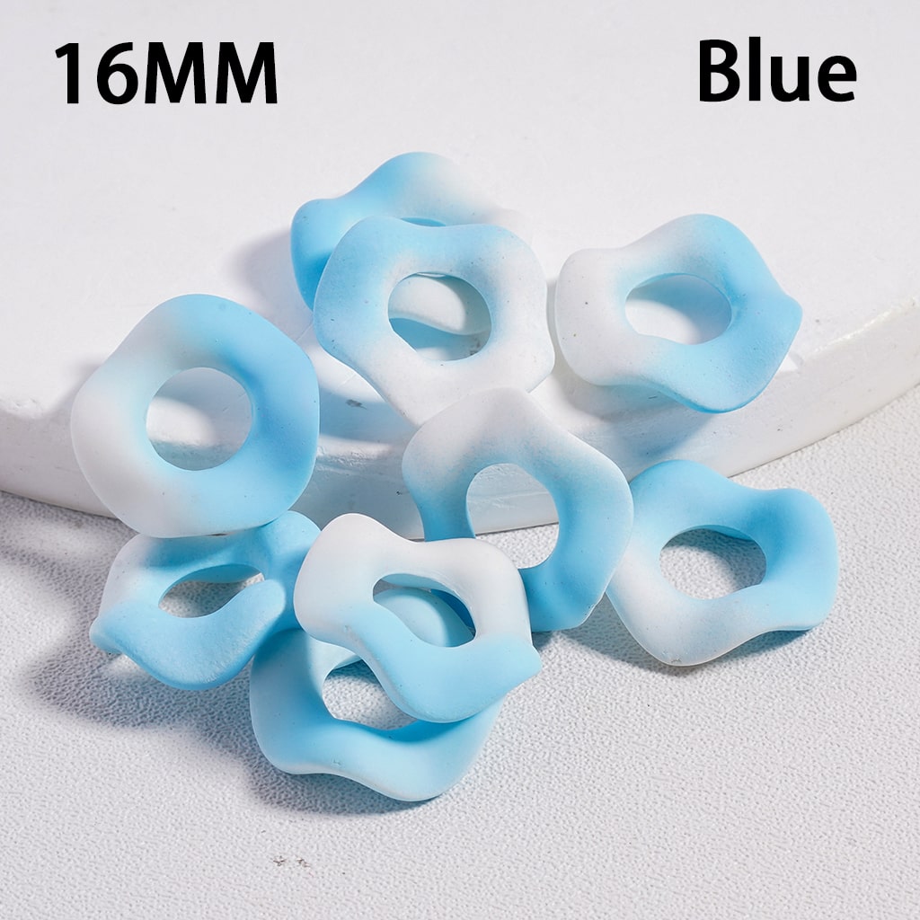 Acrylic Spacer Beads Frosted Matte Wavy Shape, Ombre Color, 16MM