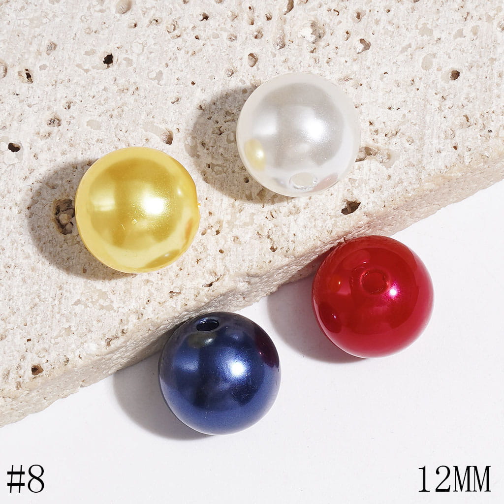 12MM - Acrylic Beads for DIY Bracelets & Waist Chains & Necklaces, Round Beads in Pearlized Style, Various Colors Series
