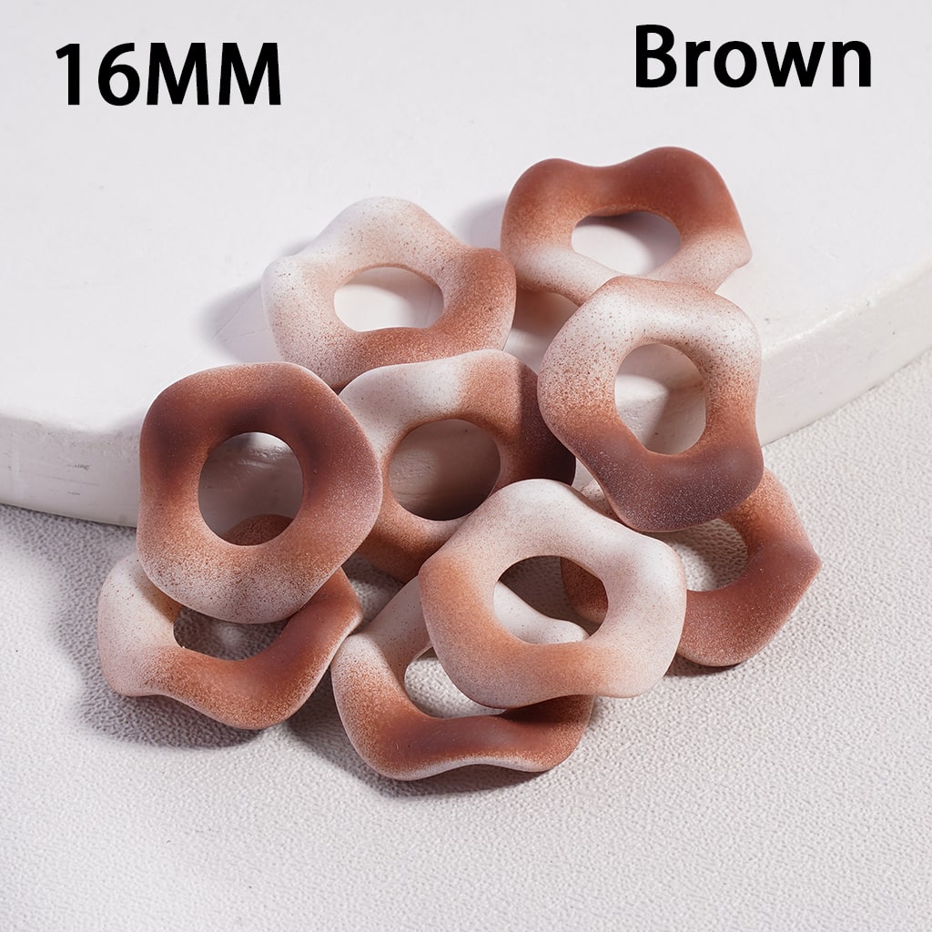 Acrylic Spacer Beads Frosted Matte Wavy Shape, Ombre Color, 16MM