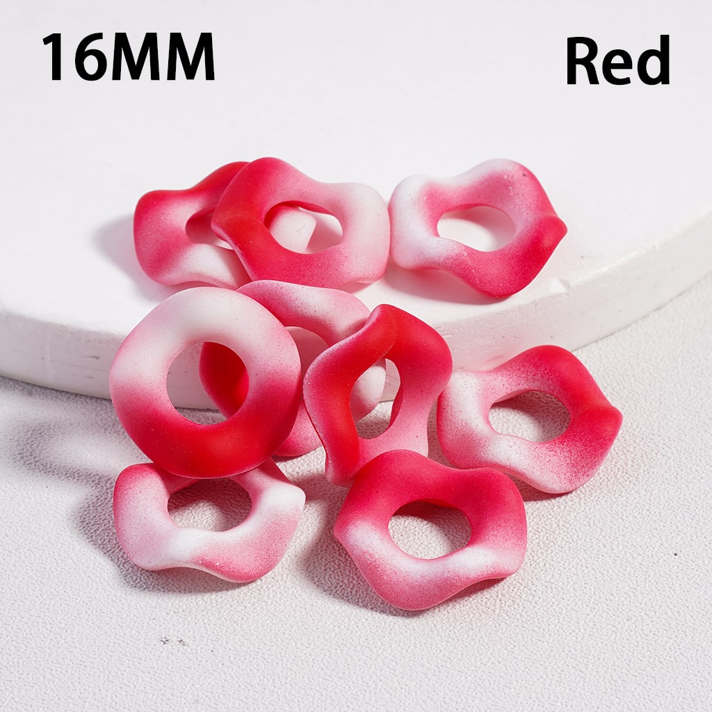 Acrylic Spacer Beads Frosted Matte Wavy Shape, Ombre Color, 16MM
