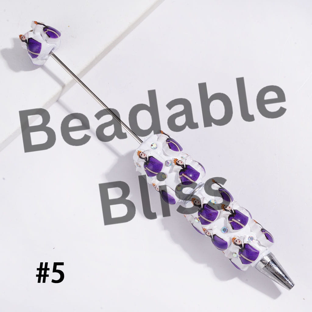 Beadable Clay Pens with Classic Animation Villain Character Theme, AB Rhinestones