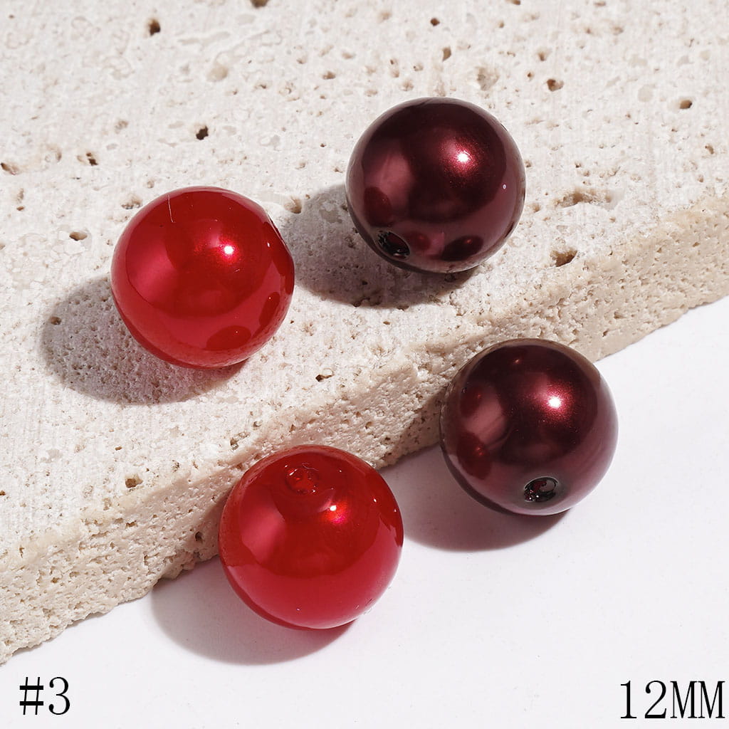 12MM - Acrylic Beads for DIY Bracelets & Waist Chains & Necklaces, Round Beads in Pearlized Style, Various Colors Series