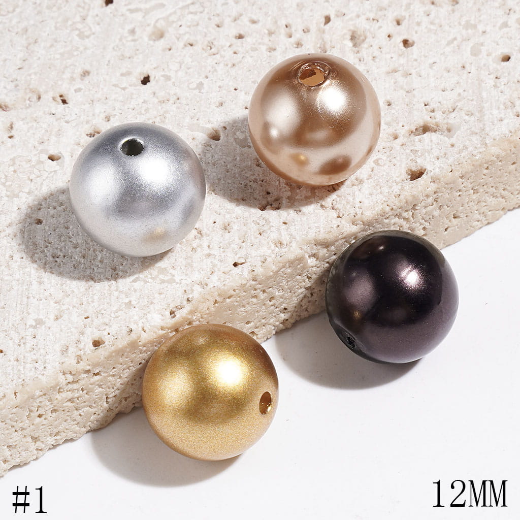 12MM - Acrylic Beads for DIY Bracelets & Waist Chains & Necklaces, Round Beads in Pearlized Style, Various Colors Series