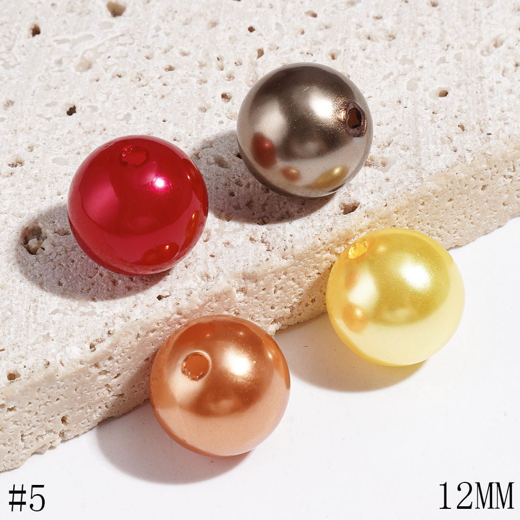 12MM - Acrylic Beads for DIY Bracelets & Waist Chains & Necklaces, Round Beads in Pearlized Style, Various Colors Series