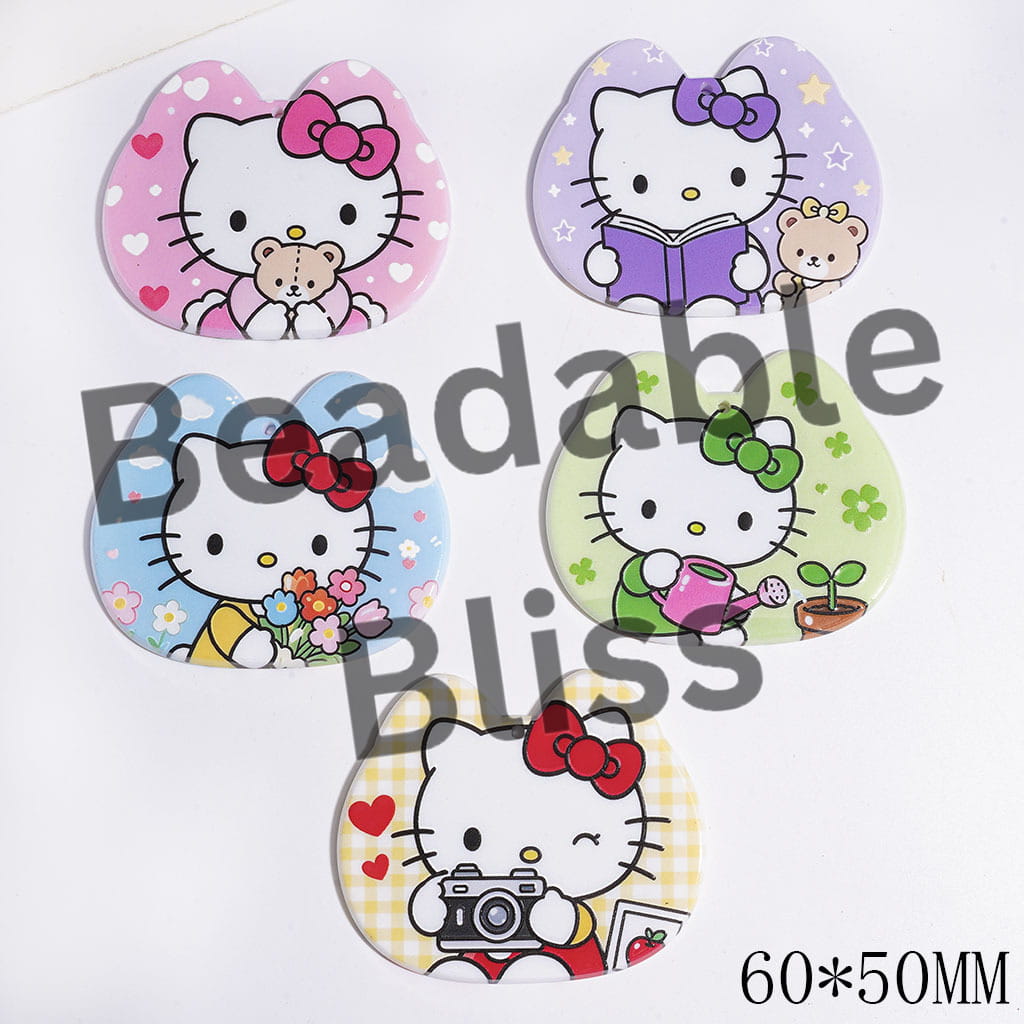 Acrylic Mirror for DIY Pendants, Cute Cat Head, 60*50MM, Random Mix