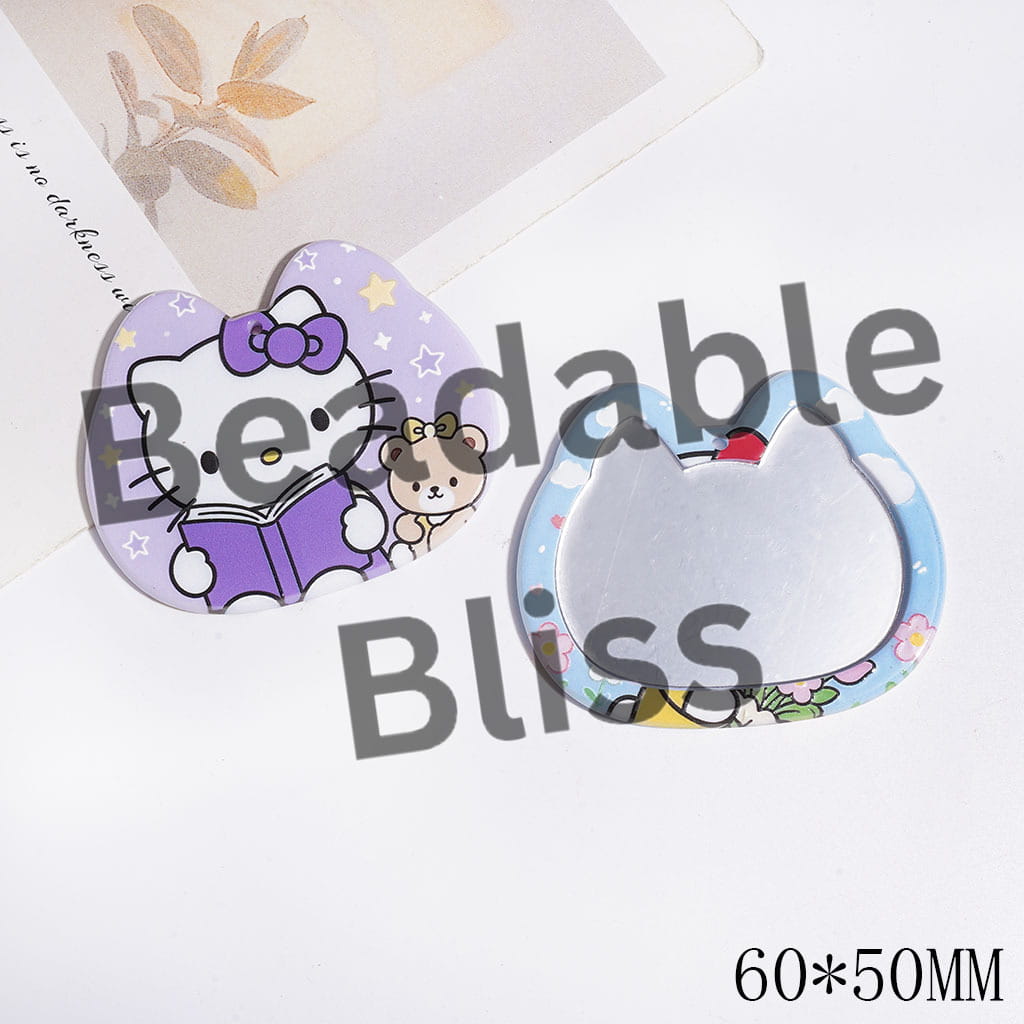 Acrylic Mirror for DIY Pendants, Cute Cat Head, 60*50MM, Random Mix