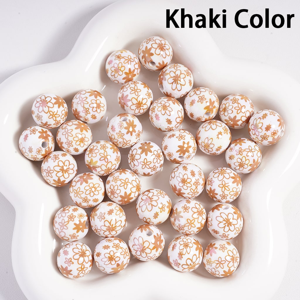 Acrylic Beads UV Coating Flowers in Assorted Colors, Random Mix, 16MM