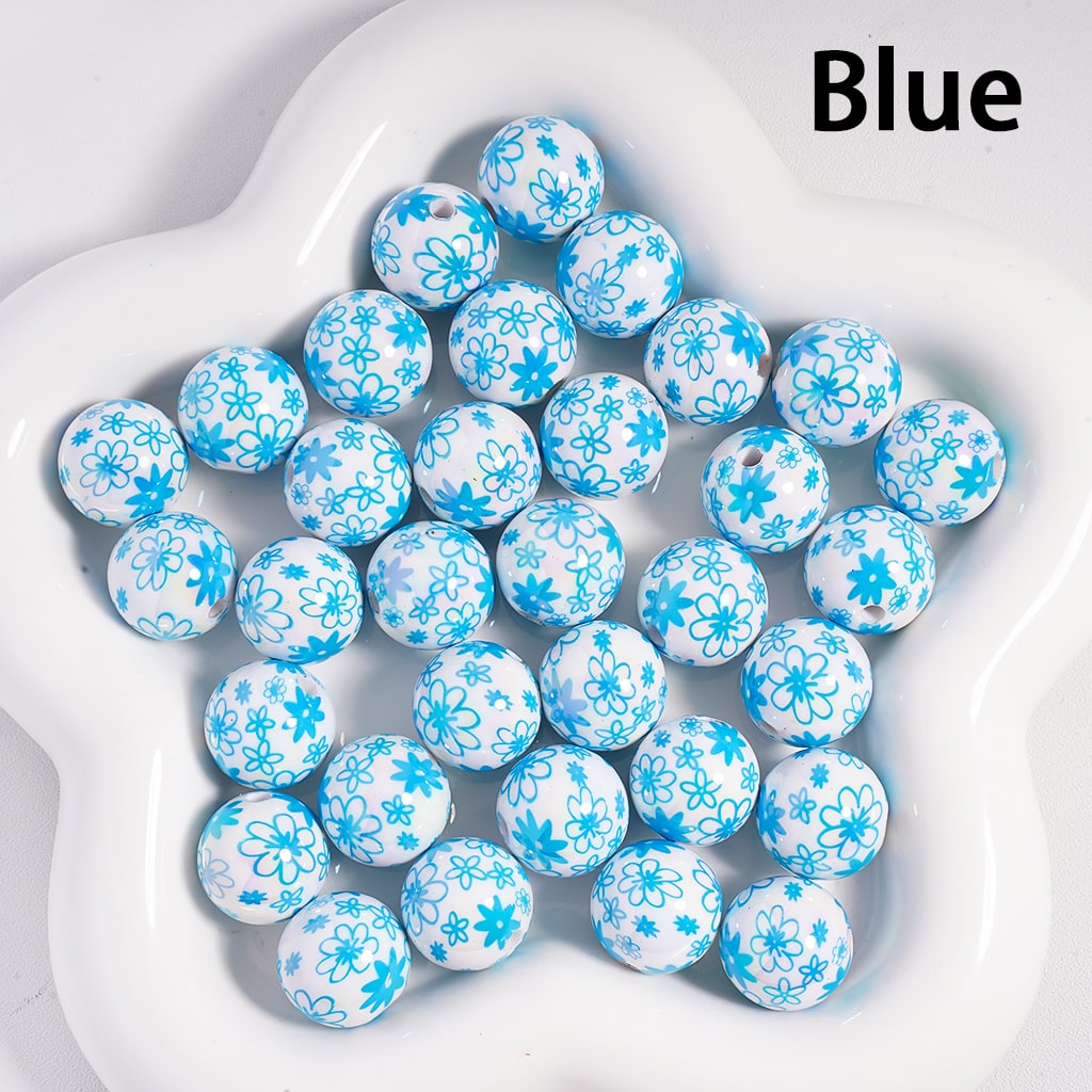 Acrylic Beads UV Coating Flowers in Assorted Colors, Random Mix, 16MM