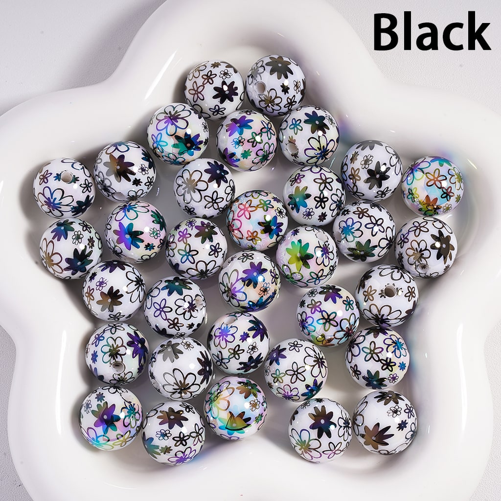 Acrylic Beads UV Coating Flowers in Assorted Colors, Random Mix, 16MM