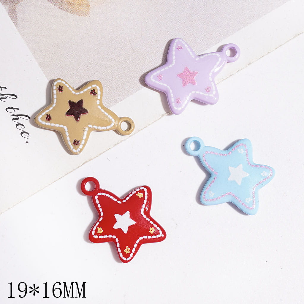 DIY Acrylic Pendants Star, Jewelry Accessories, 19*16MM, Multi-Color, Random Mix