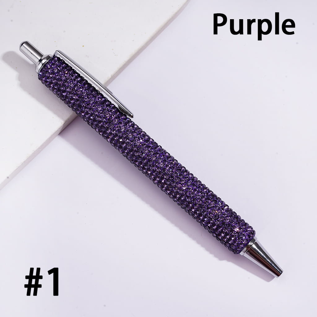 Metal Ballpoint Clay Pens for Office & Gifts, with Sparkling Rhinestones Covered the Entire Pens, Multi-Color