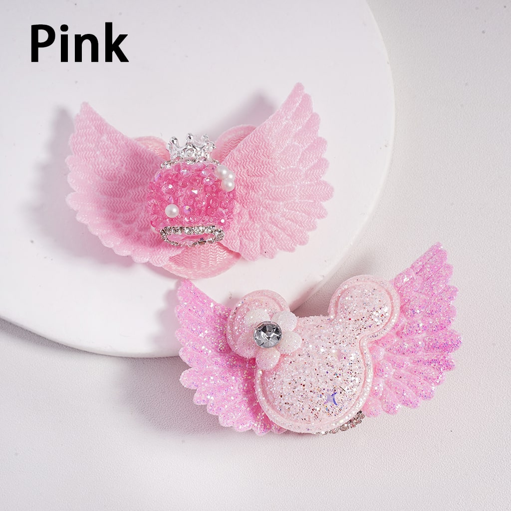 Sugar Acrylic Beads with Fancy Silver Crown White Pearls Shiny Rhinestones Glitter Fabric Wing Mouse Head Flower