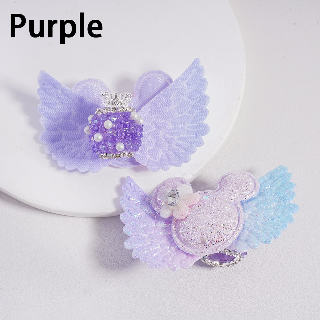 Sugar Acrylic Beads with Fancy Silver Crown White Pearls Shiny Rhinestones Glitter Fabric Wing Mouse Head Flower