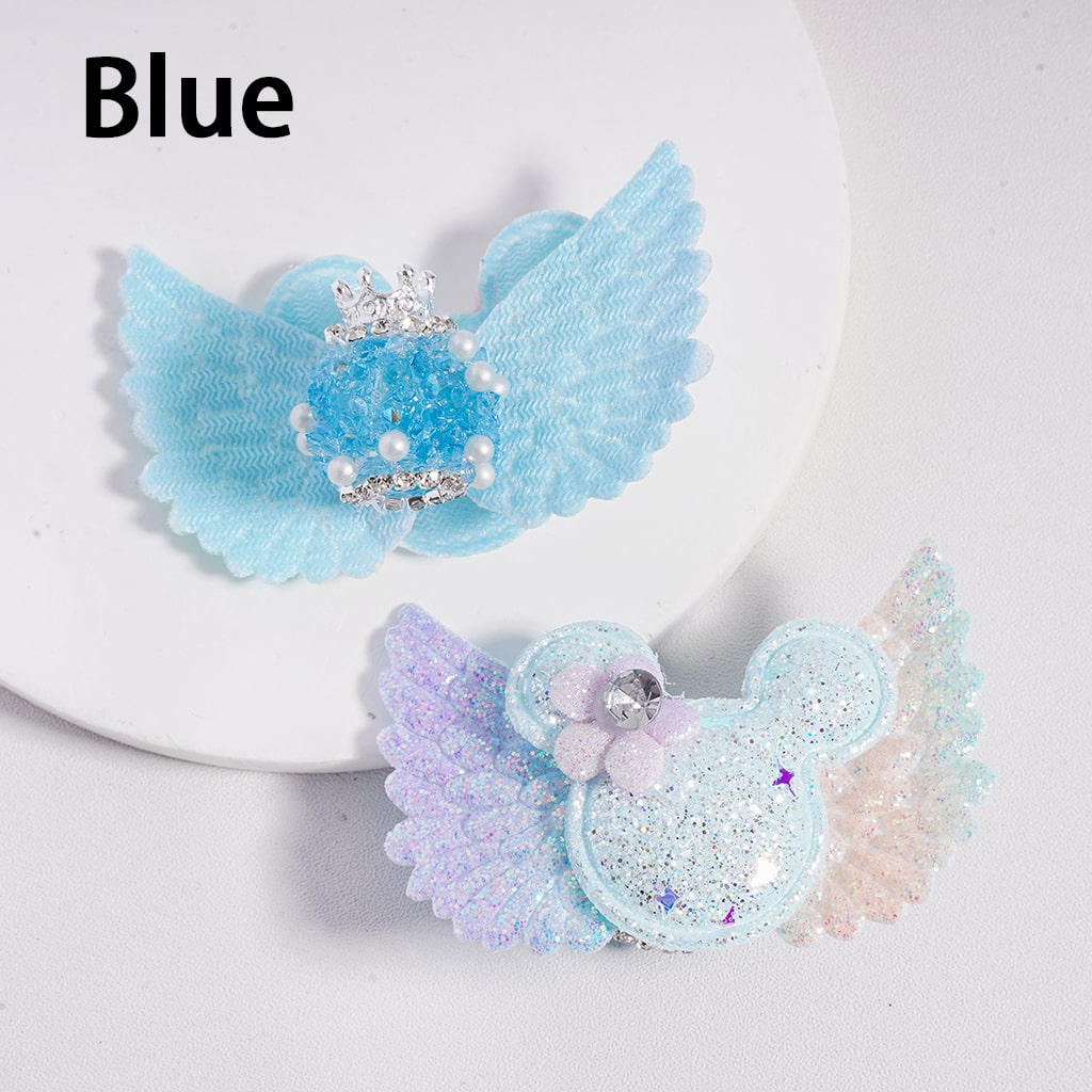 Sugar Acrylic Beads with Fancy Silver Crown White Pearls Shiny Rhinestones Glitter Fabric Wing Mouse Head Flower