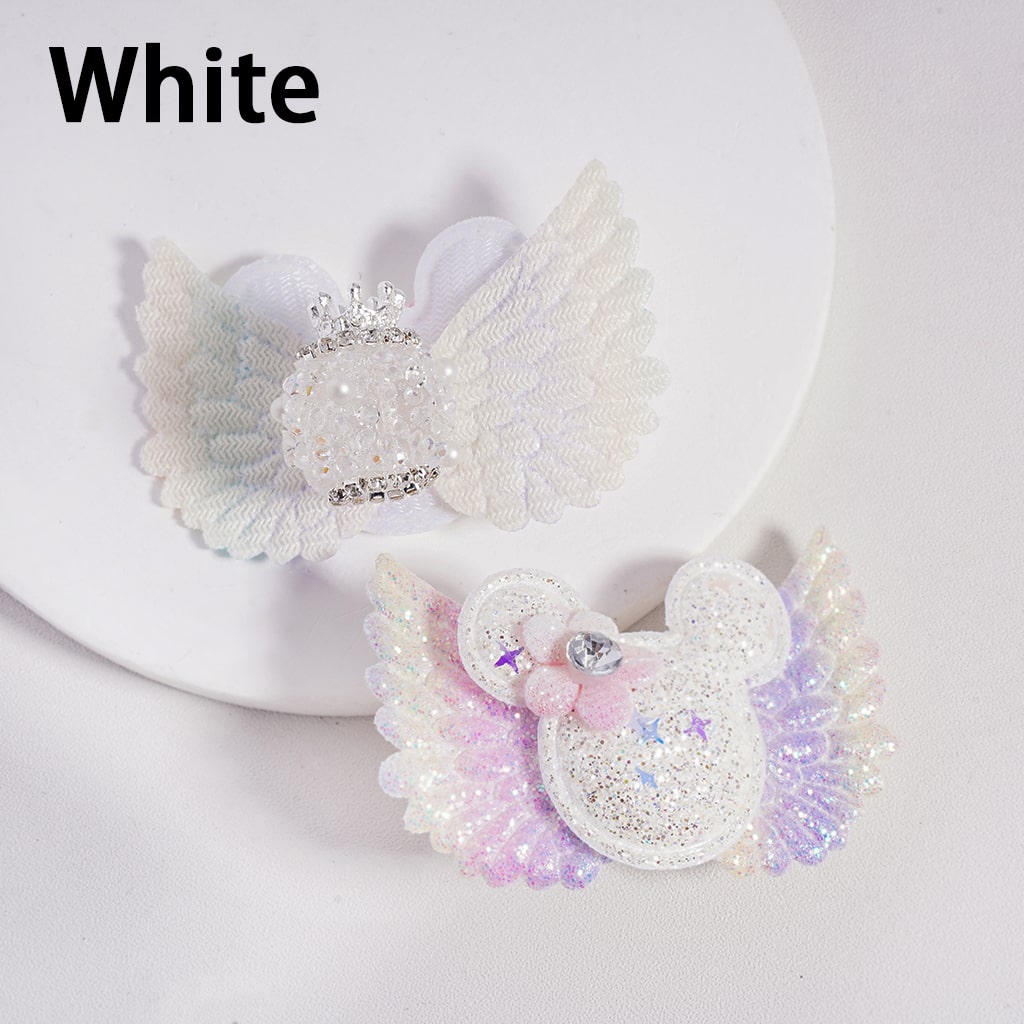 Sugar Acrylic Beads with Fancy Silver Crown White Pearls Shiny Rhinestones Glitter Fabric Wing Mouse Head Flower