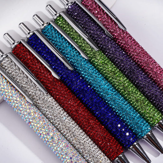 Metal Ballpoint Clay Pens for Office & Gifts, with Sparkling Rhinestones Covered the Entire Pens, Multi-Color