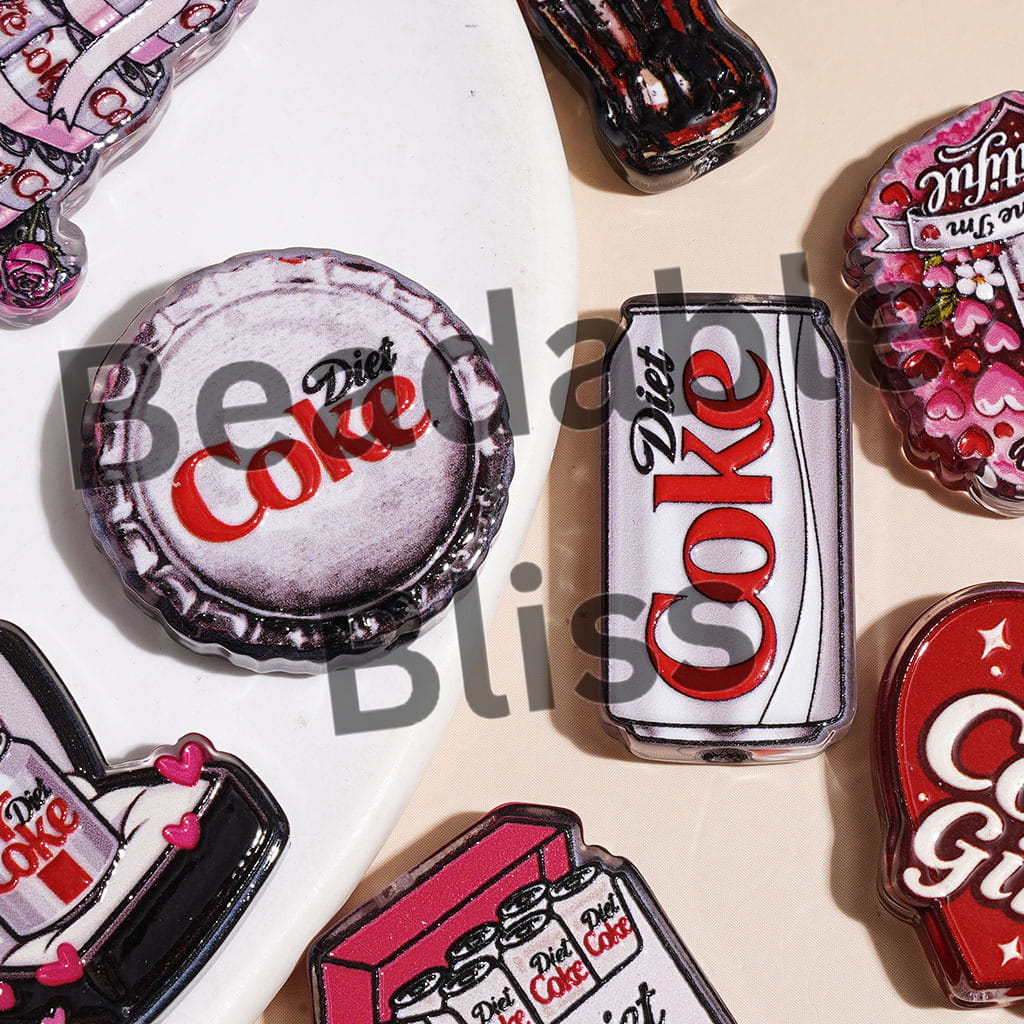 Acrylic Beads Canned and Bottled Soda Carbonated Soft Drink, Random Mix