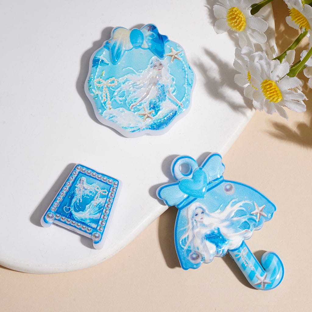 Blue Ocean Mermaid Princess Series Acrylic Beads and Pendants, Random Mix