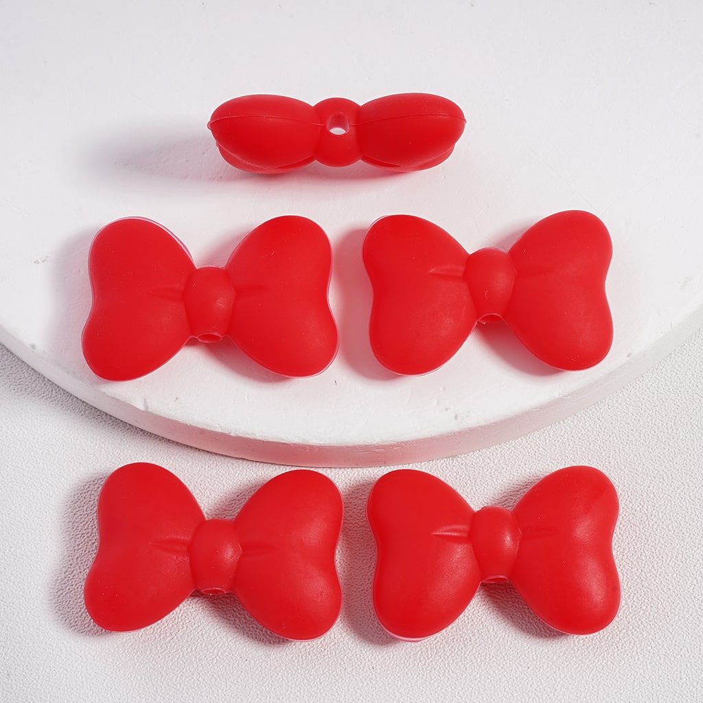 Silicone Focal Beads 3D Mini Cute Red Pink Black Bowties