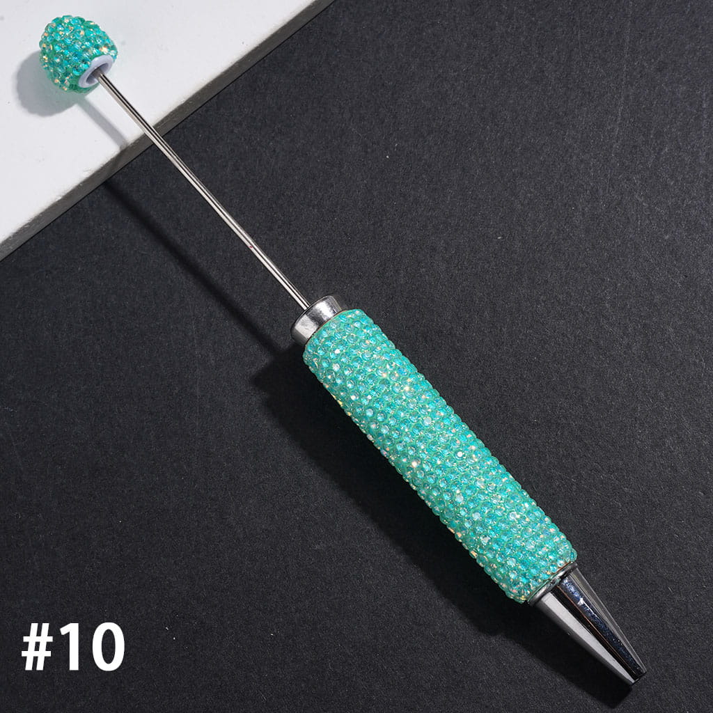 Beadable Clay Pens with Sparkling Iridescent Rhinestones Covered the Entire Pens, Silver Metal Ring, Multi-Color