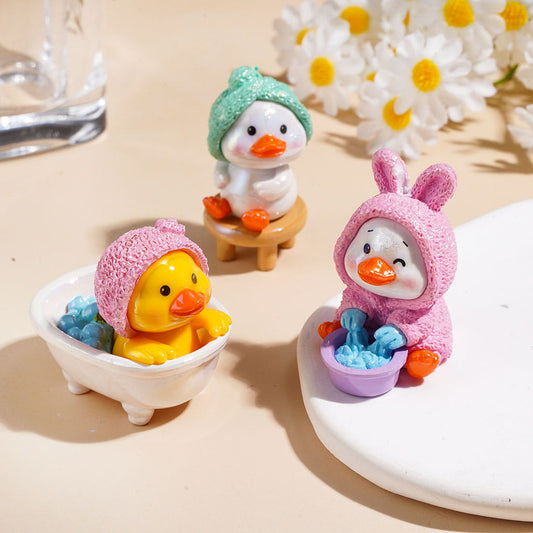 Acrylic Beads Yellow and White Duck in Shower Style, Random Mix