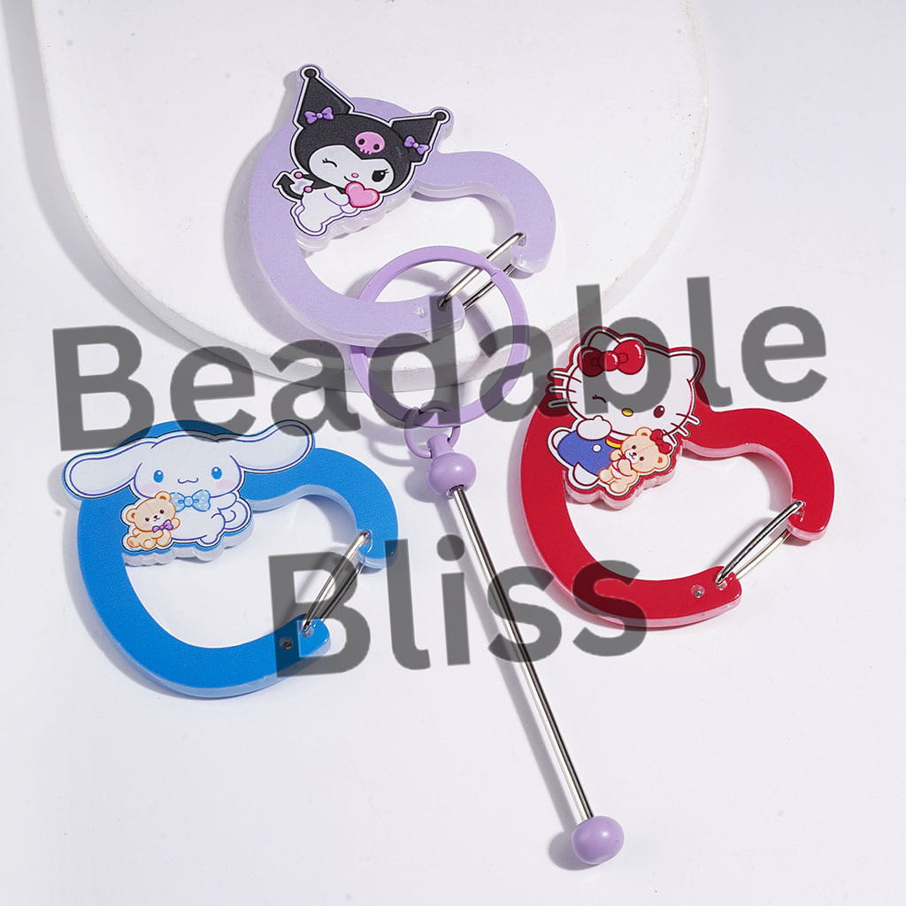 Acrylic Carabiner Clip in Heart Design, Cute Keychain Hook for Bag & Luggage Tag, Anime Animal Character Key Holder Accessories, Random Mix