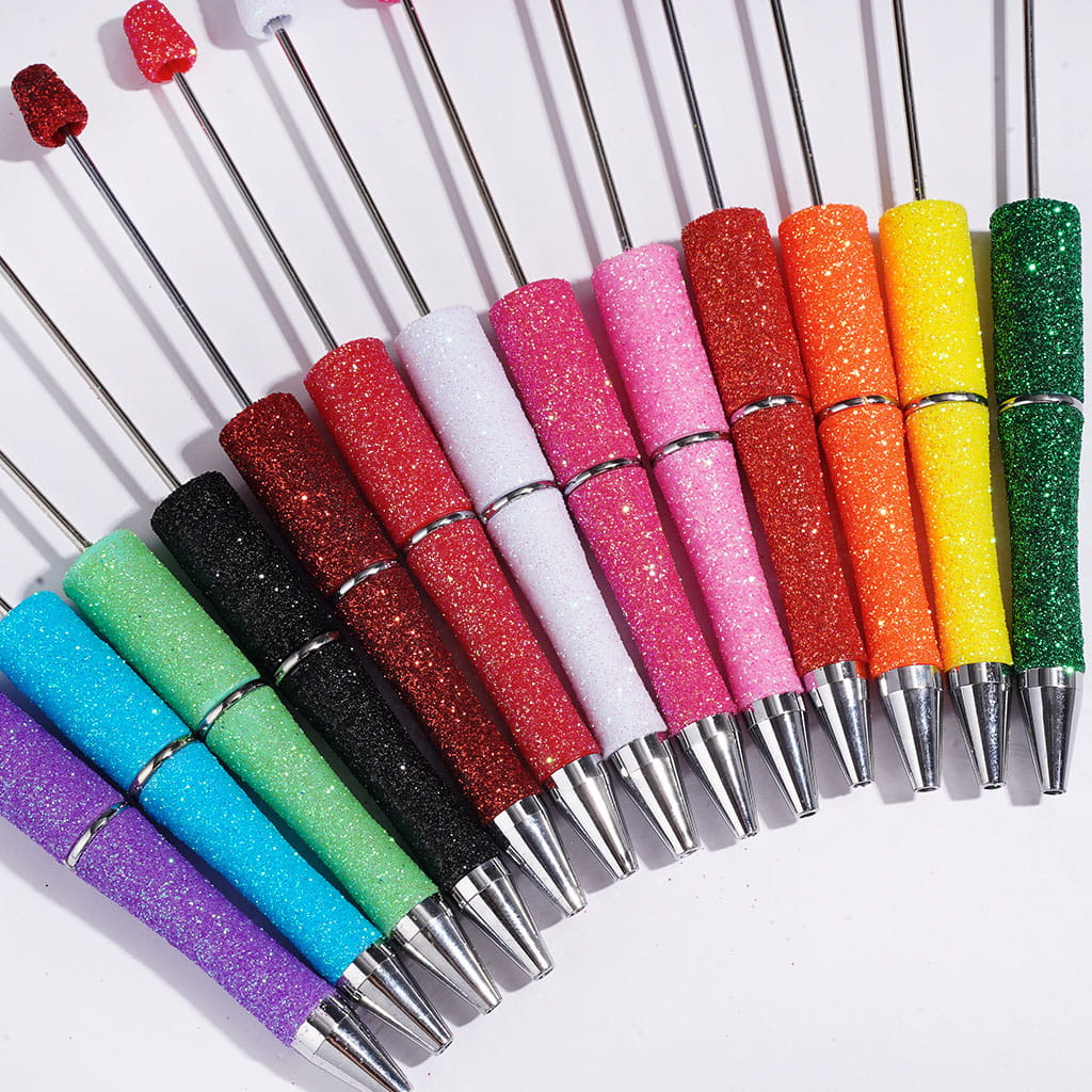 Beadable Pens with Dazzling Glitter Covered the Entire Pens, Multi-Color (The Surface Glitter May Shed Slightly)