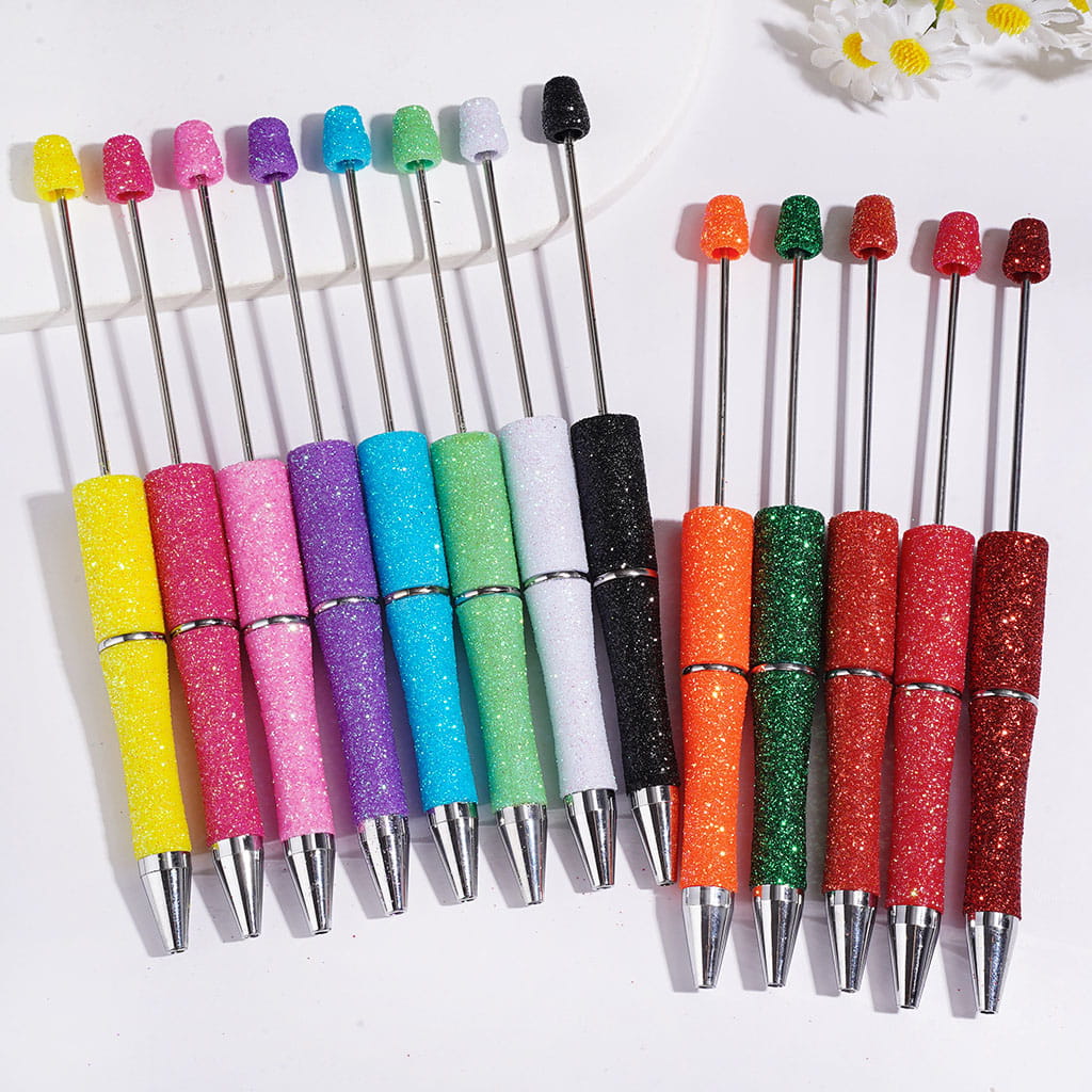 Beadable Pens with Dazzling Glitter Covered the Entire Pens, Multi-Color (The Surface Glitter May Shed Slightly)