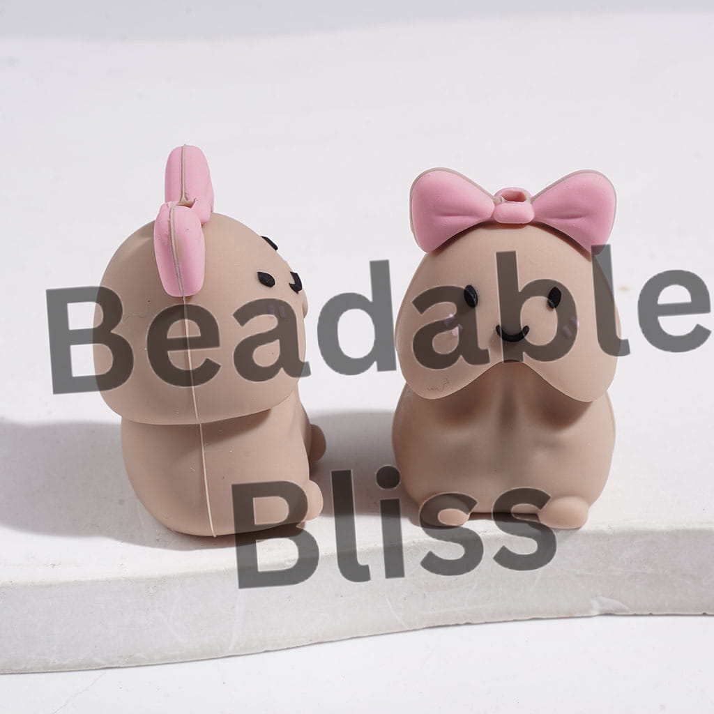 3D Silicone Focal Beads Man Exclusive with Bowtie, Multi-Color