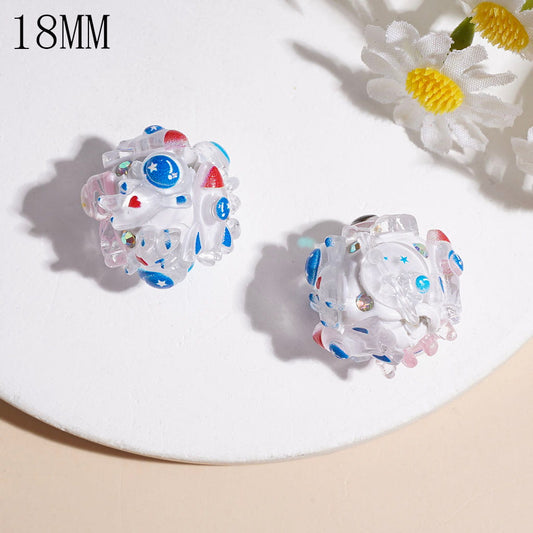 Spaceman Series and AB Rhinestones Clay Beads, 18MM