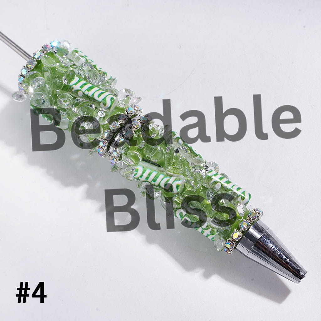 Handmade Beadable Pens with Soda Carbonated Soft Drinking Can and Cone Shaped Rhinestone, AB Chains, Multi-Color