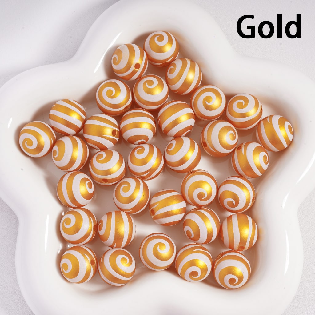 Acrylic Beads Frosted Matte Lollipop Swirl Stripes, Multi-Color, 16MM