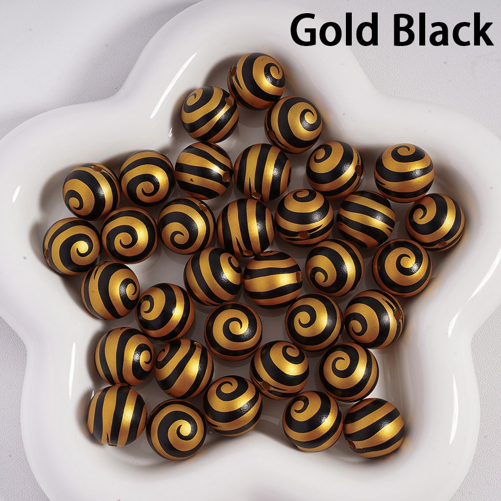 Acrylic Beads Frosted Matte Lollipop Swirl Stripes, Multi-Color, 16MM