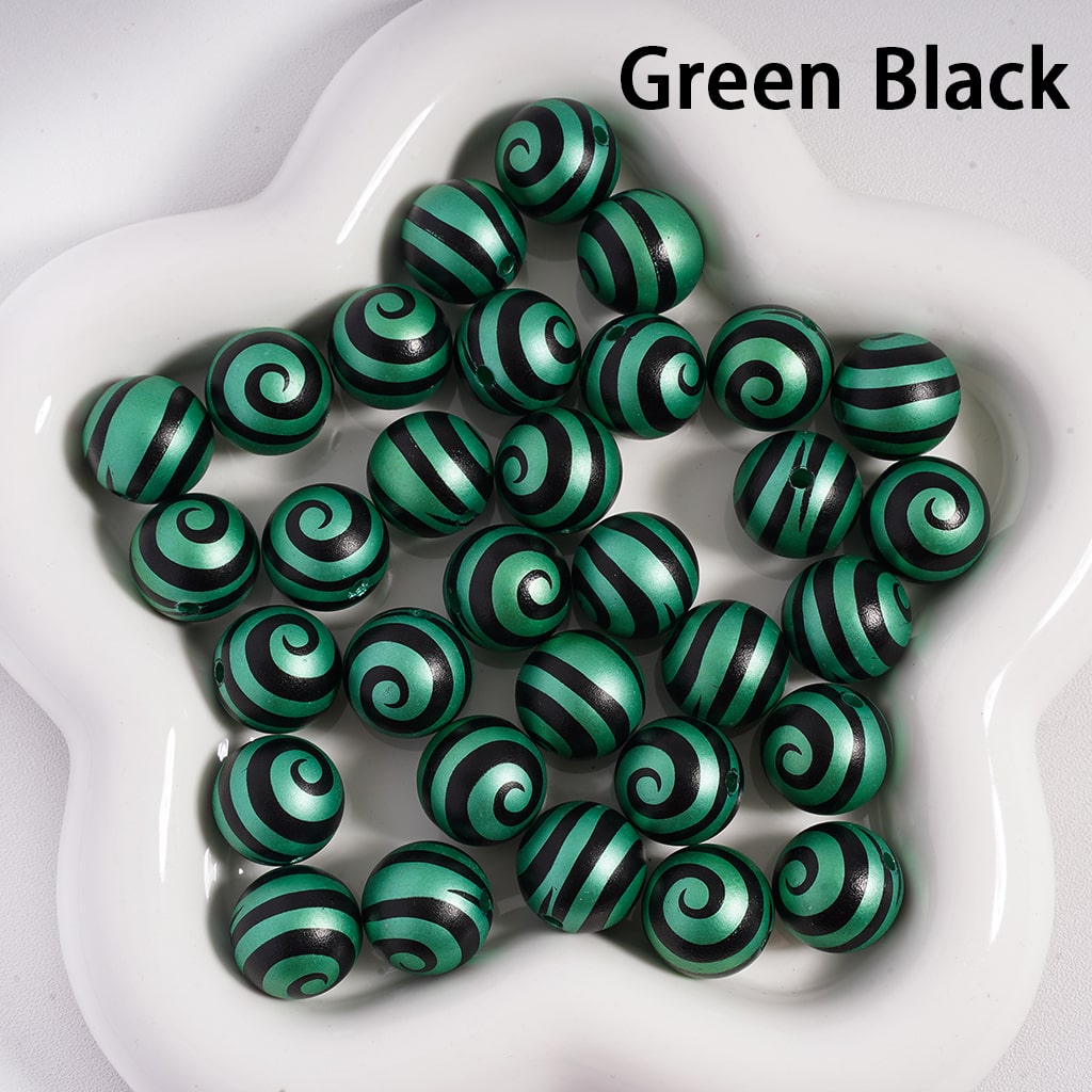 Acrylic Beads Frosted Matte Lollipop Swirl Stripes, Multi-Color, 16MM