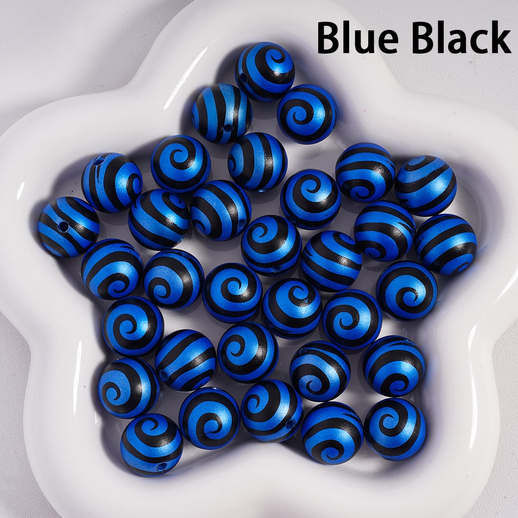 Acrylic Beads Frosted Matte Lollipop Swirl Stripes, Multi-Color, 16MM